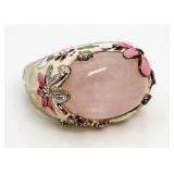 Lovely Rose Quartz & Flowers Ring