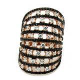 Rose Toned XL Black & White Designer Ring