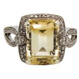 14kt Gold 5.40 ct Yellow Topaz & Diamond Ring