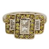 14kt Gold Fancy Yellow & White Diamond Ring