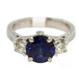 14kt Gold 3.09 ct Sapphire & Diamond Ring