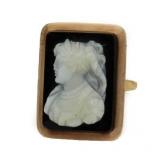 14kt Gold Antique Black & White Cameo Ring