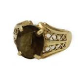 10kt Gold Oval 4.00 ct Smoky Quartz Solitaire Ring