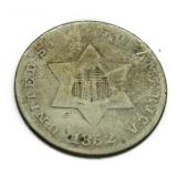 1852 Silver 3 Cent Piece