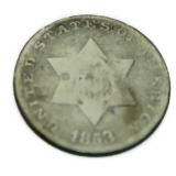 1853 Silver 3 Cent Piece