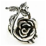 Large Sterling Silver Rose Ring