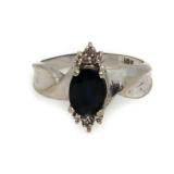 10kt Gold Genuine Sapphire & Diamond Ring