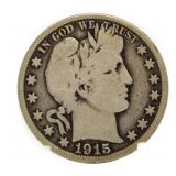 1915-S Barber Silver Half Dollar