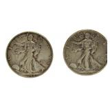 (2) 1940 & 40-S Walking Liberty Silver Halves