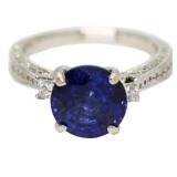 14kt Gold 4.35 ct Sapphire & Diamond Ring