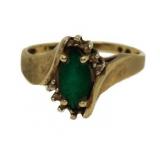 10kt Gold Genuine Emerald & Diamond Ring