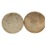 (2) 1923 & 23-S Peace Silver Dollars