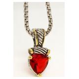 Trillion 4.00 ct Genuine Red Siam Necklace