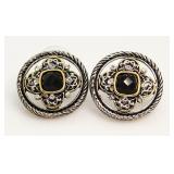 Yurman Style Onyx Designer Earrings