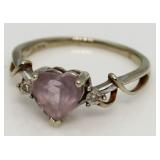 10kt Gold Pink Heart Solitaire Ring