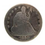 1858 Seated Liberty Silver Half Dollar