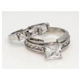 Princess Cut 2.50 ct White Topaz Bridal Set
