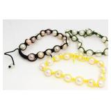 (3) Genuine Freshwater Pearl Designer Bracelets