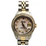 Ladies 14kt/SS Oyster Datejust MOP Diamond Rolex