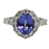 14kt Gold 3.65 ct Tanzanite & Diamond Ring