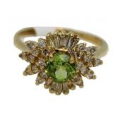 14kt Gold Elegant 1.50 ct Peridot & Diamond Ring