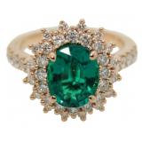 14kt Gold 3.68 ct Emerald & Diamond Ring