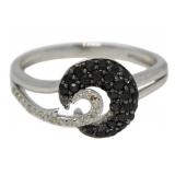 14kt Gold Genuine Black & White Diamond Ring