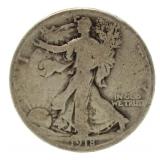1918-D Walking Liberty Silver Half Dollar