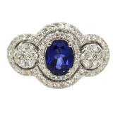14kt Gold 4.26 ct Sapphire & Diamond Ring