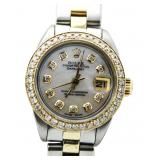 Ladies 14kt/SS Datejust MOP Diamond Rolex Watch