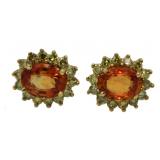 14kt Gold 3.57 ct Sapphire & Diamond Earrings