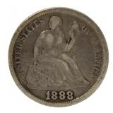 1888 Seated Liberty Silver Dime