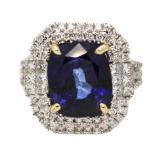 14kt Gold 8.04 ct Sapphire & Diamond Ring