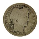 1905 Barber Silver Quarter *Better