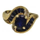 10kt Gold Genuine Sapphire & Diamond Ring