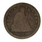 1861 Seated Liberty Silver Quarter