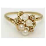 14kt Gold Pearl & Diamond Estate Ring