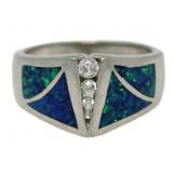 Australian Blue Opal Designer Ring
