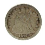 1842 Seated Liberty Silver Dime