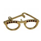 14kt Gold Sapphire & Ruby Glasses Pendant