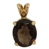 10kt Gold Oval 3.50 ct Smoky Topaz Pendant
