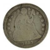 1857 Seated Liberty Silver Dime