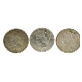 (3) 1922 (P, D, S) Silver Peace Dollar Mint Set