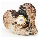 Cabochon Pearl Designer Heart Ring