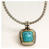 Yurman Style Genuine Turquoise Fashion Necklace