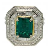 14kt Gold 4.62 ct Emerald & Diamond Ring