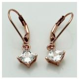 Princess Cut White Topaz Designer Earrings