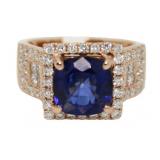 14kt Rose Gold 5.72 ct Sapphire & Diamond Ring