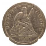 1858 Seated Liberty Silver Quarter