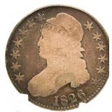 Rare 1826 Capped Bust Silver Half Dollar